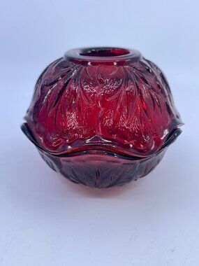 vintage indiana glass ruby red fairy lamp cabbage pattern